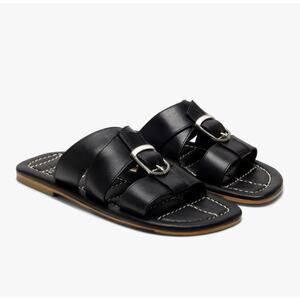 Free People Black Leather SLOAN Sandals Slides Slip-on Shoes 8 Buckle Women’s